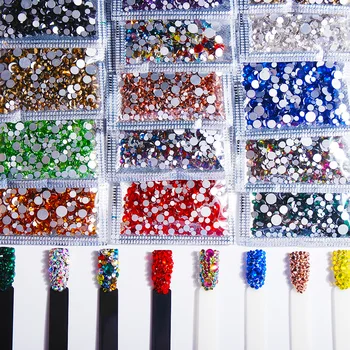 

Hot Sales Manicure Mixed Size Glass Stone 1000Pcs Beauty DIY Nail Decorations