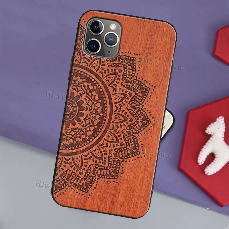 Mandala Floral Wooden Pattern Case For iPhone 12 Pro Max