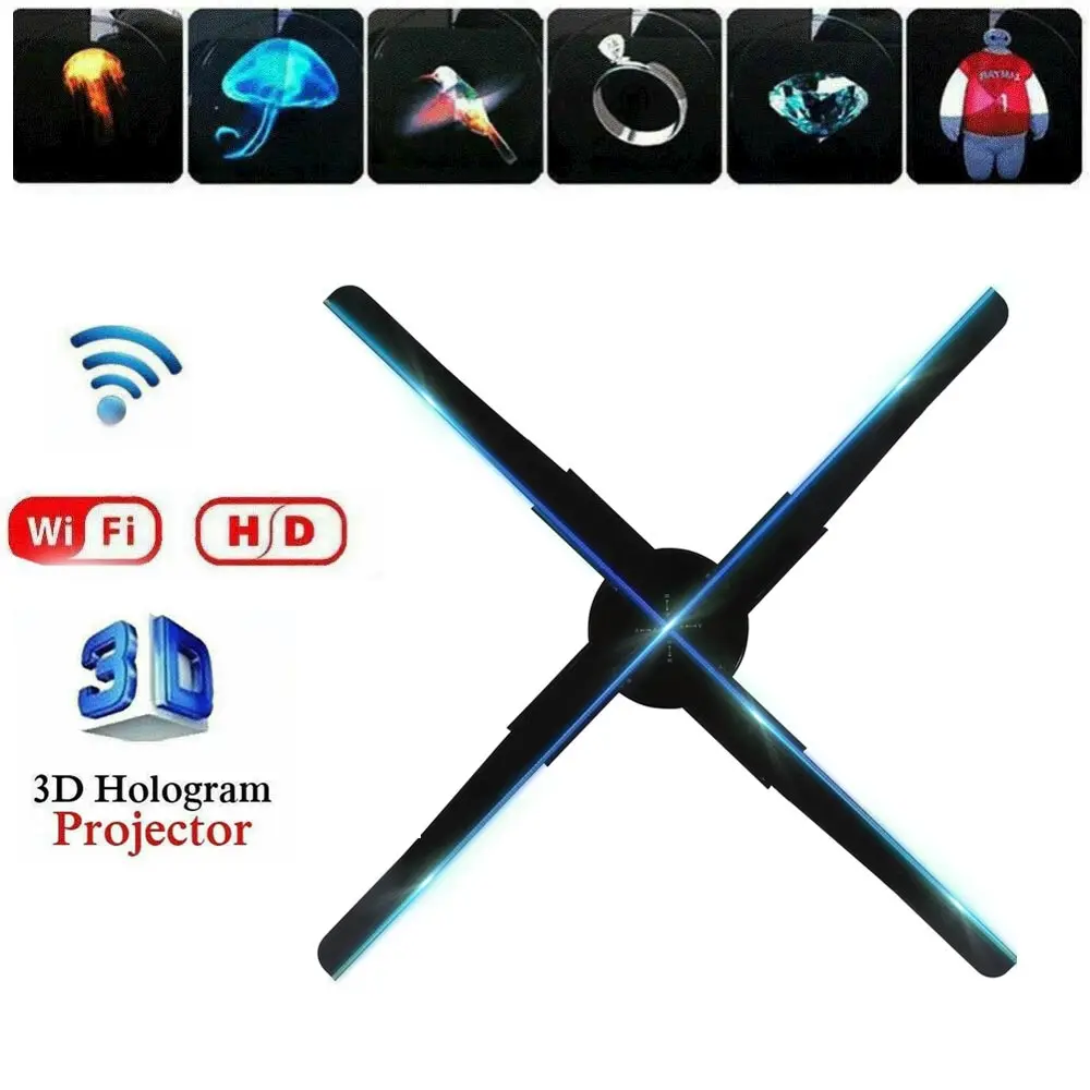 The New 3D WiFi Holographic Projector Built-in 8G Storage 45cm 4 Blade Rotating High-definition LED Advertising Projection