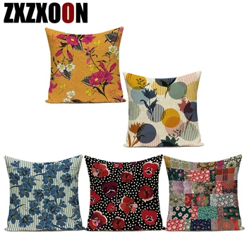 

Decorative Throw Pillows Flower Cotton Linen Floral Home Decoration Accessories Pillow Cushion Cover for Sofa Car Living Room