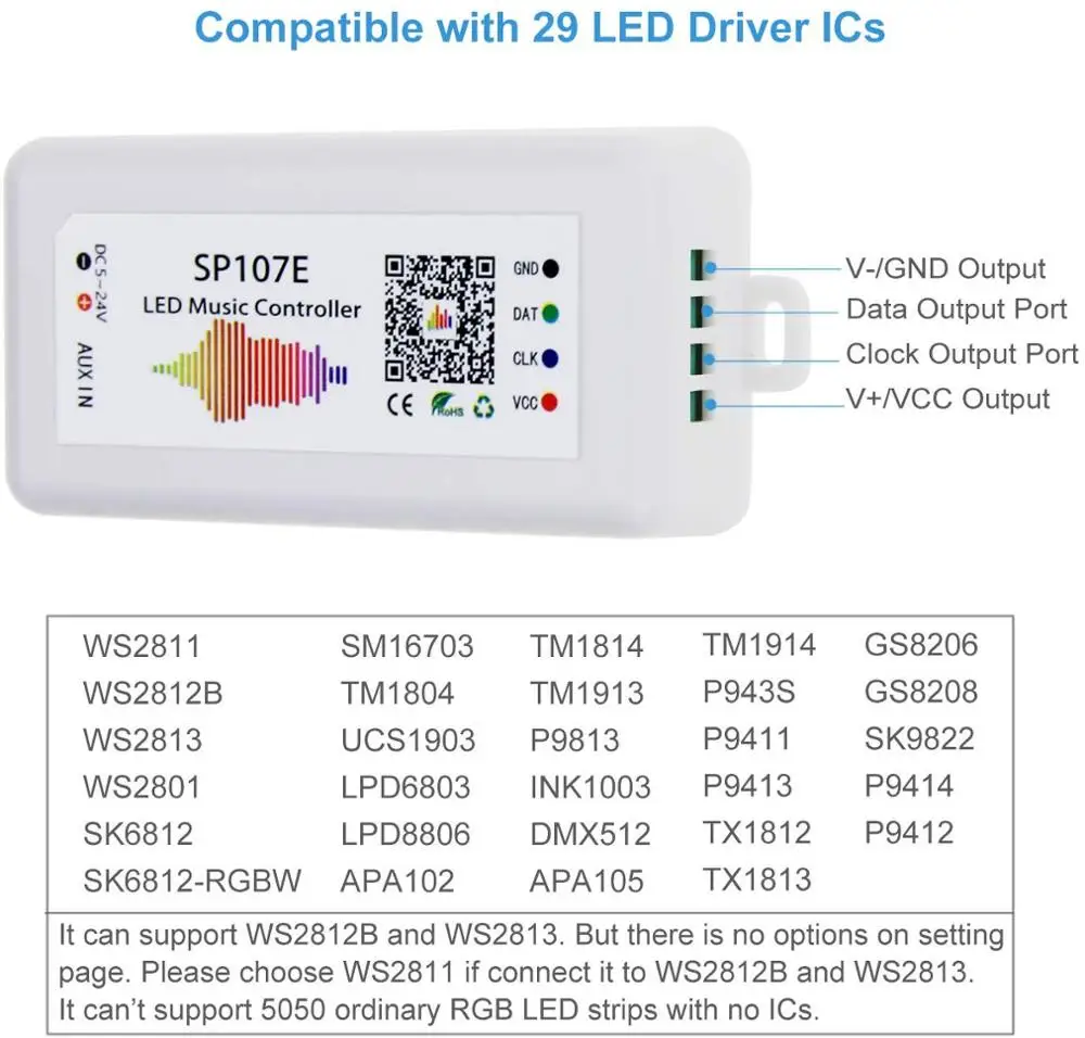 Волшебный контроллер SP105E Bluetooth 4 0 Φ 2048 пикселей для WS2811 2812 2801 6803 IC Светодиодная
