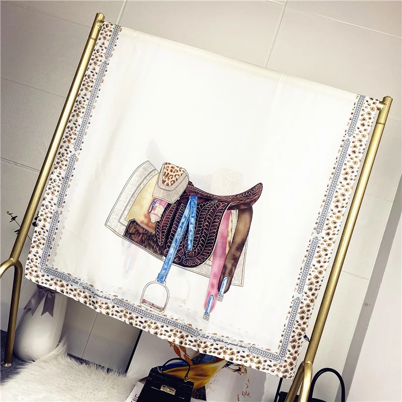 

2020 New Style Sun-resistant Silk Scarves Imitated Silk Fabric Satin Printed Scarf Women's Autumn & Winter College Style Thin Ga