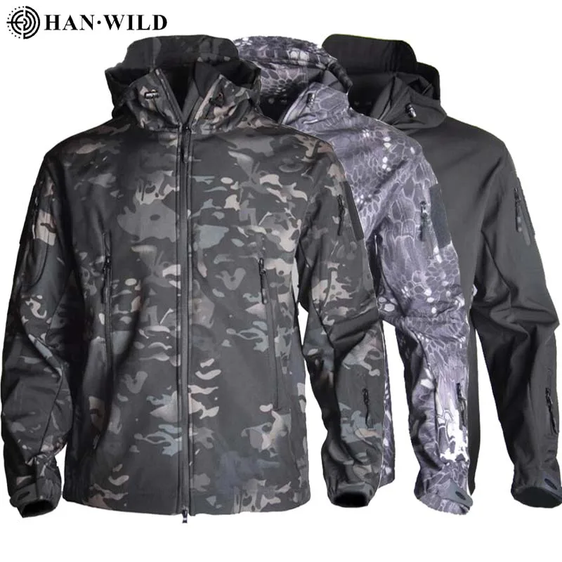 Outdoor Hiking Jacket+Shirts Soft Shell Outwear Windproof Windbreaker Military Shirt Tactical Fleece Jackets Hunting Clothes Set
