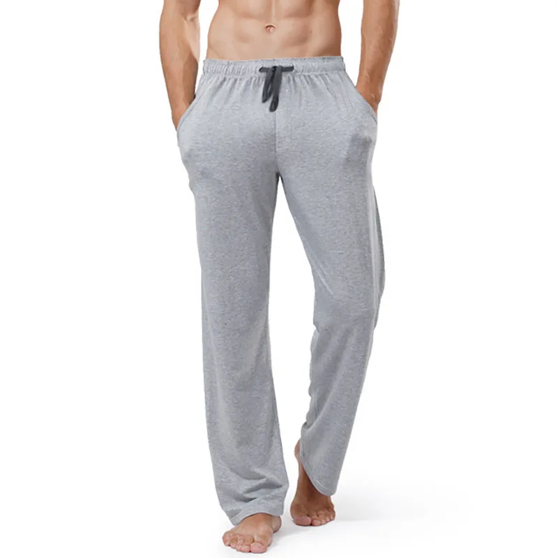 100% Cotton Men's Sleep Pants Solid Color Casual Sleepwear Loose Sleep Bottoms Comfortable Soft Home Wear Sports Yoga Trousers red pajama pants