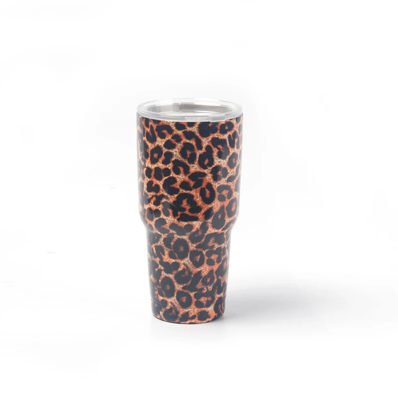 30 унций Bull Flower Tumbler нержавеющая сталь ацтекская Двухстенная Вакуумная чашка милый подарок для воды держатель DOM1175 - Цвет: leopard