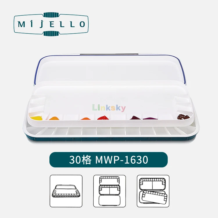MIJELLO Airtight Double Decker Palette Watercolor Paint Palette, 40 well MWP-1640,30 well MWP-1630,Artist painting Art supplies