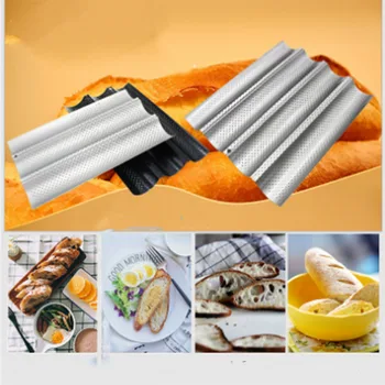 

New French Bread Baking Mold Bread Wave Baking Tray Practical Cake Baguette Mold Pans 2/3/4 Groove Waves Bread Baking Tools