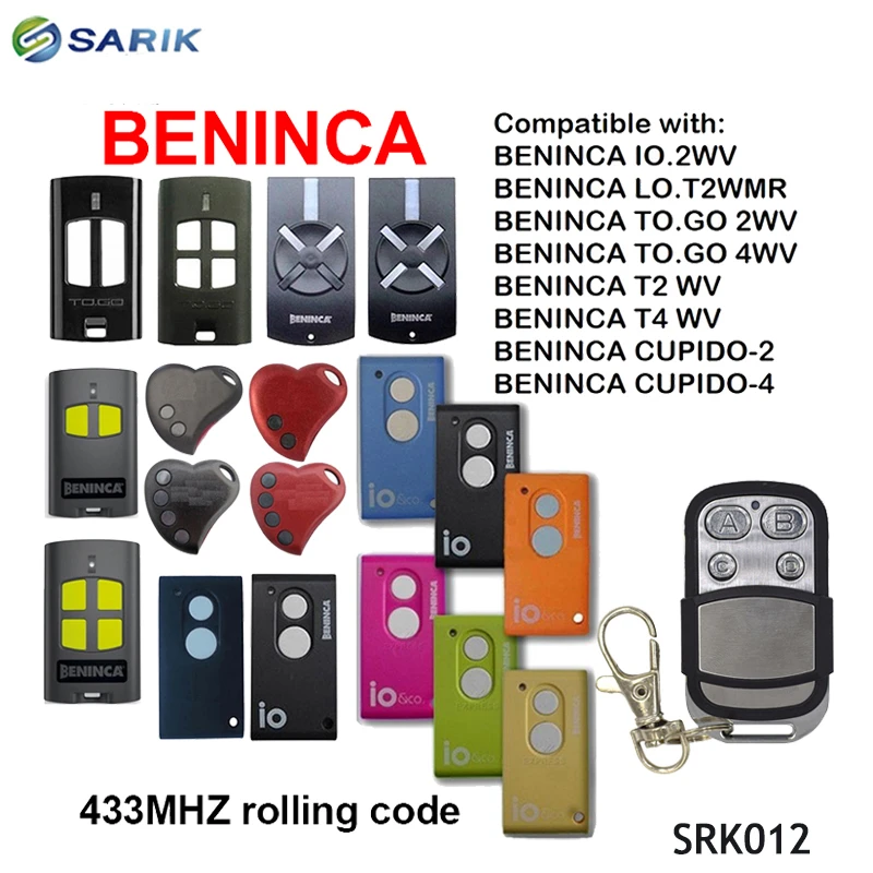 Beninca Remote Control TO.GO2WV Rolling Code 433,92MHz