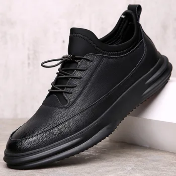 

Fashion Sneakers Genuine Leather Casual Shoes Men Breathable Classic Black White Male Shoes Leather Shoes Spring Summer Sneakers