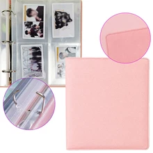 PLRBOK – Album de cartes Photo A5 en cuir pailleté, 3 anneaux, 7.6x9.8mm, mignon Kawaii, 20 feuilles, 4 pochettes, 80 Photos