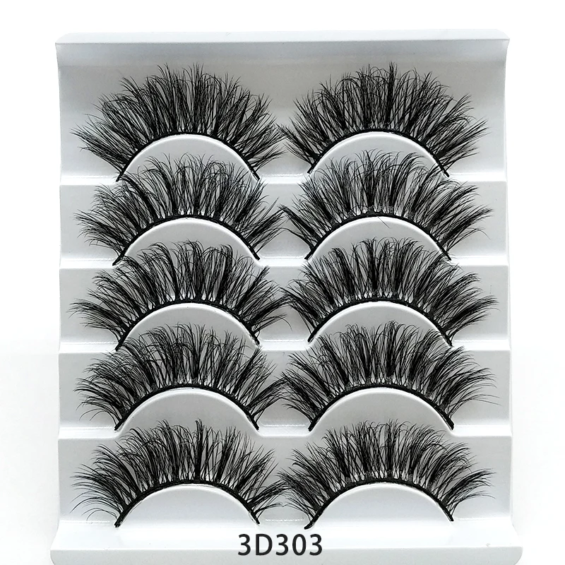 SEXYSHEEP 5 pairs 3D Mink Lashes Natural False Eyelashes Dramatic Volume Fake Lashes Makeup Eyelash Extension Silk Eyelashes