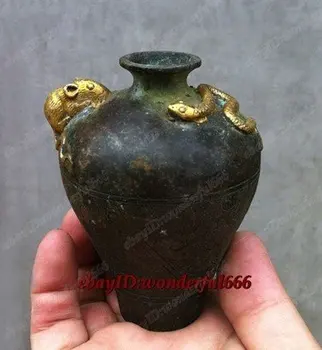 

Chinese Ancient Bronze Primitive carvings statue display min. vase AB00019 free shipping