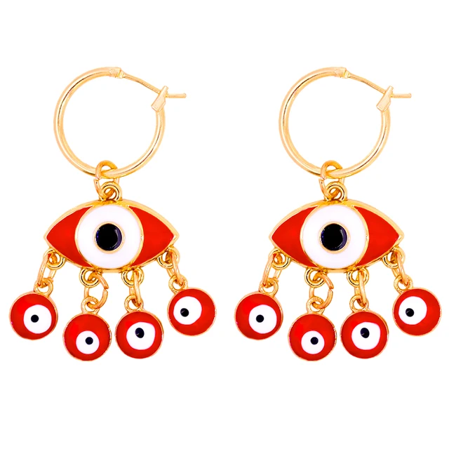 Trend Boho Blue Hollow Evil Eye Hoop Earrings for Women Gold Color Crystal Eyes Circle Huggies Hoop Earring Gifts Jewelry 2022 161802RD