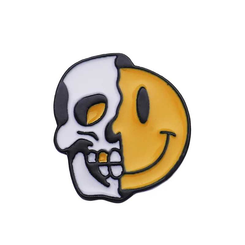 Skeleton Язычок губы эмаль булавки таблетки часы брошь с дизайном «девочка» джинсовая рубашка лацканы абстрактные булавки сумка значок панк крутые ювелирные изделия подарок для друзей - Окраска металла: Skeleton