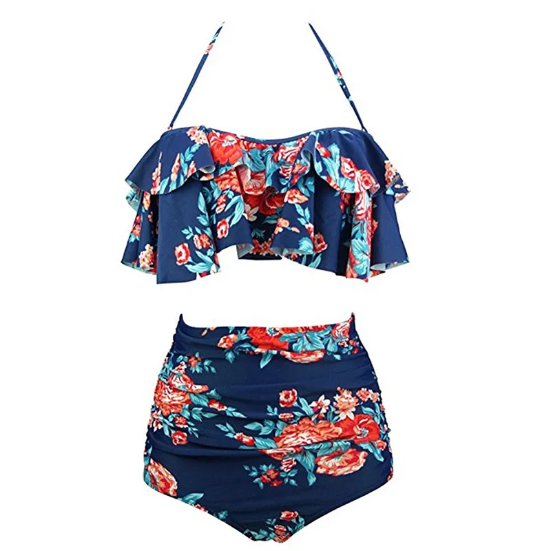 

2020 New Bikinis Women Swimsuit High Waist Bathing Suit Plus Size Swimwear Push Up Bikini Set Vintage Beach Wear Biquini