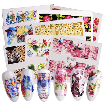

40PCS/Sets Nail Sticker Sliders Blossomed Flower /Animals/Colorful Pattern Mixed Design Water Transfer Nail Art Decor TRBN73-120