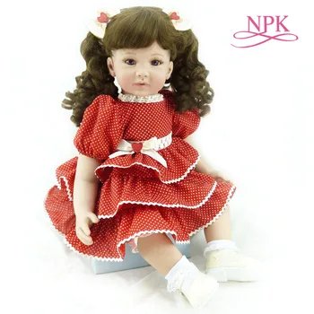 

NPK 60CM baby girl doll Boneca Reborn toddler Soft Silicone cloth body Lifelike Bebe doll Reborn