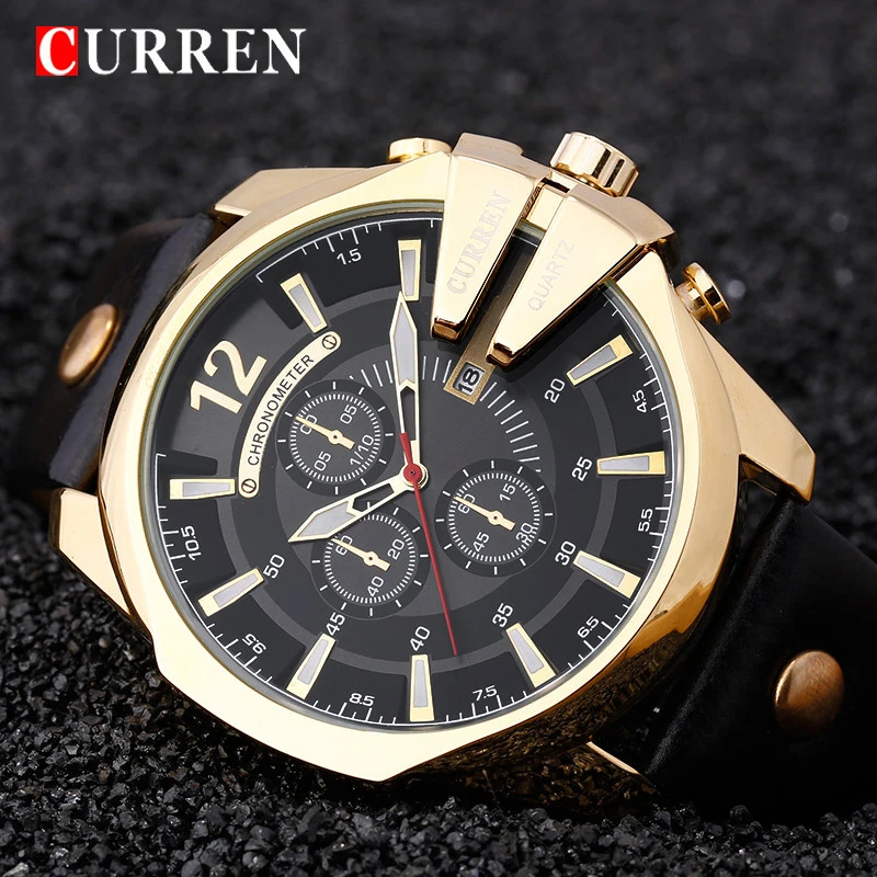 

Relogio Masculino CURREN Golden Men Watches Top Luxury Popular Brand Watch Man Quartz Gold Watches Clock Men Wrist Watch 8176