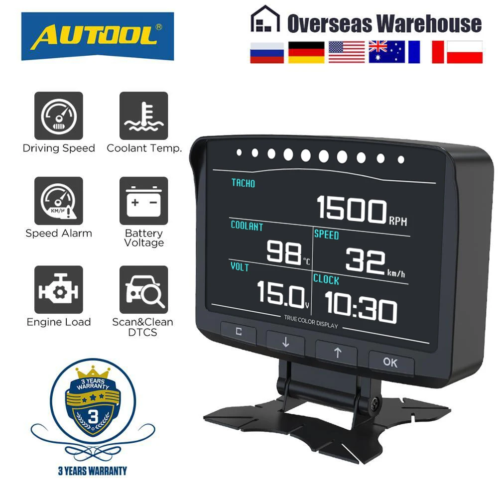 Autool X50pro Obd Ii Hudヘッドアップディスプレイobd2デジタル車のコンピュータの自動スピードメーター電子モニター診断ecuフィルムゲージ ヘッドアップディスプレイ Aliexpress
