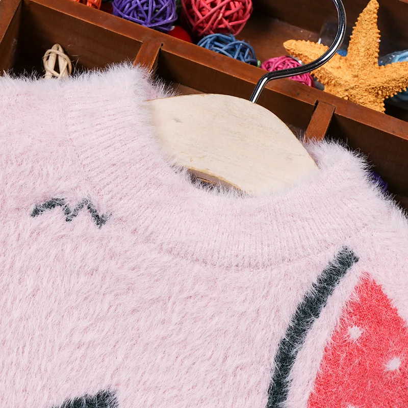 

Girls Anti-Mink Cashmere Sweater Pullover Winter Korean-style Childrenswear 2019 New Style Crew Neck Watermelon GIRL'S Thick Bas
