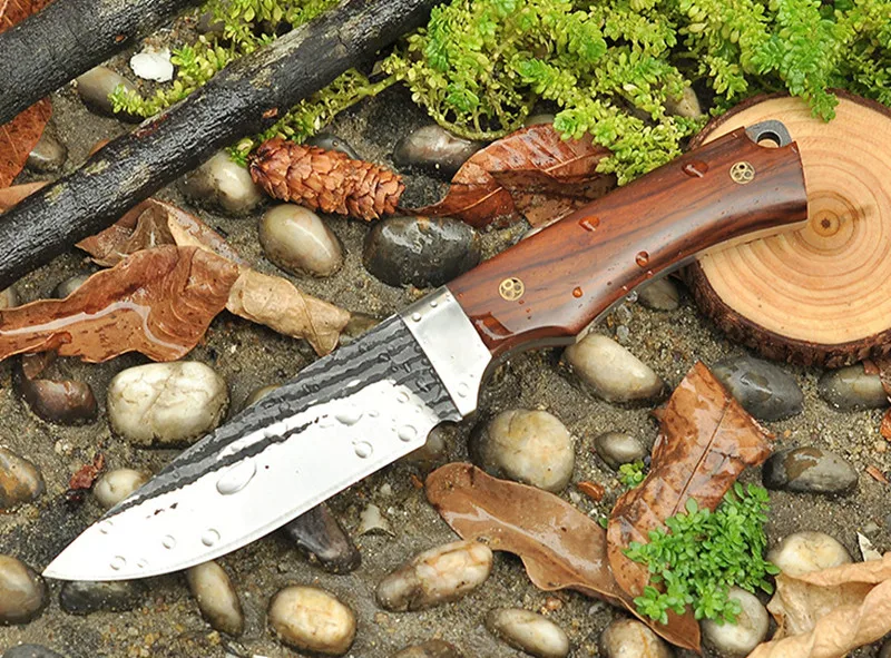 Ручной работы 440C Сталь Охотничий Выживание ножа кемпинга Ножи тактический нож с неподвижным клинком деревянная ручка для ножа