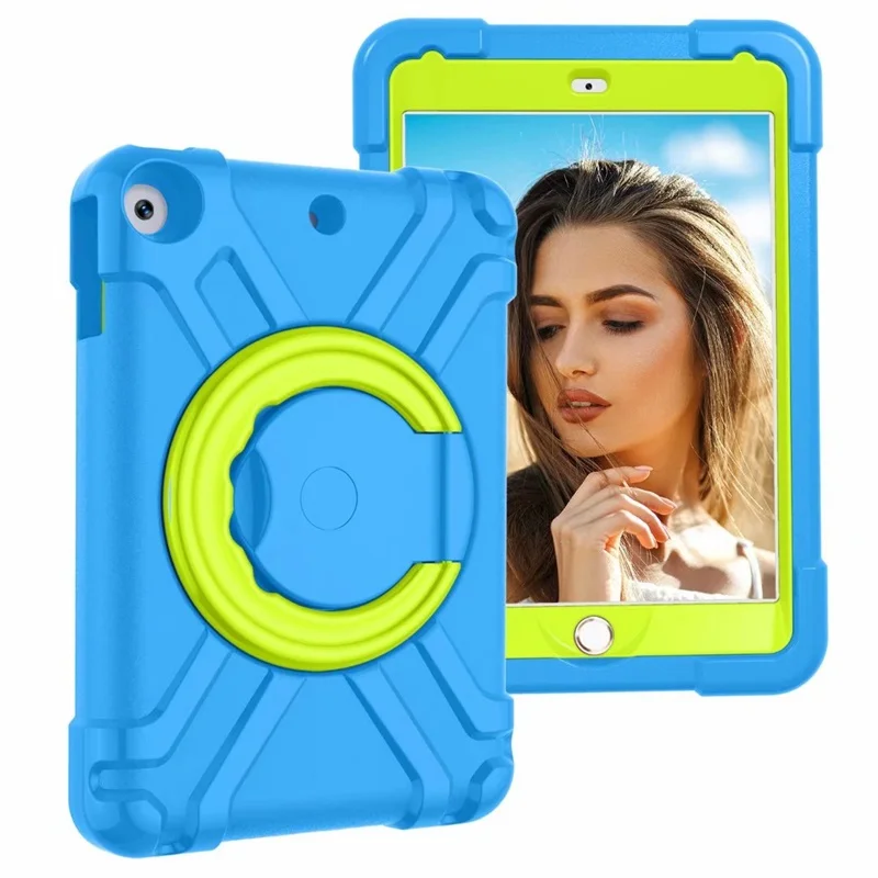 Sky and Green Чехол для Apple iPad 10,2, вращающийся на 360 градусов, ударопрочный, сверхпрочный, силиконовый чехол-подставка для iPad 10,", 7-го поколения, чехол - Цвет: Sky and Green