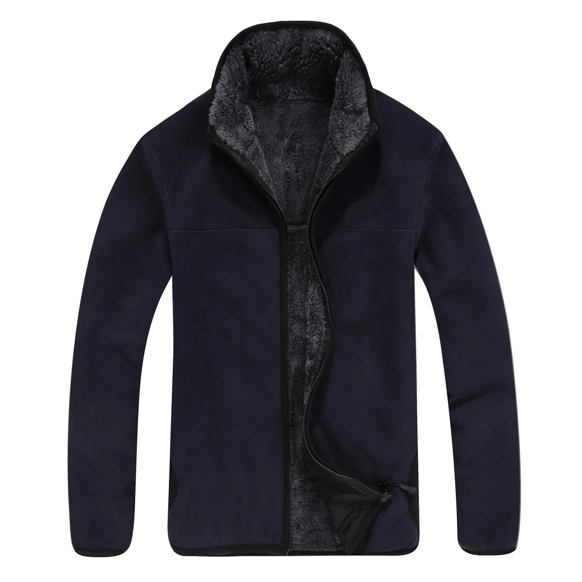 Mens Plus Velvet Warm Fleece Jacket Winter Outdoor Sport Thick Thermal Cardigan Coat Fleece Liner Riding Hiking Windproof Jacket