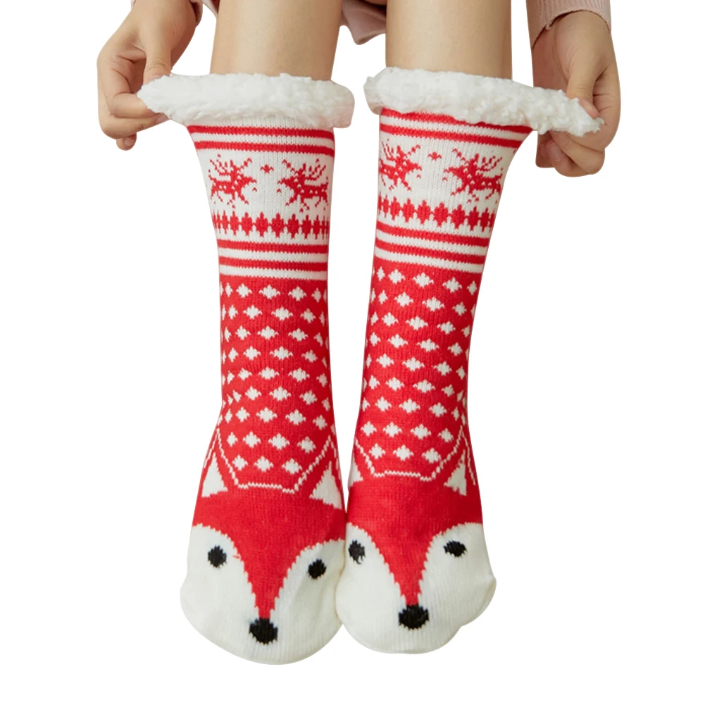 Высокое качество, женские очень теплые флисовые домашние носки, теплые эластичные носки для зимы, дома, Рождества, N66 - Цвет: B