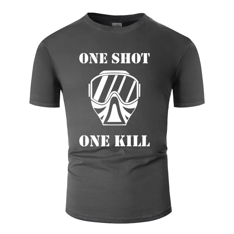 Повседневная футболка с принтом one shot one kill, подарок,, одежда, размер S-5xl, Натуральная мужская футболка с коротким рукавом, смешное, высокое качество