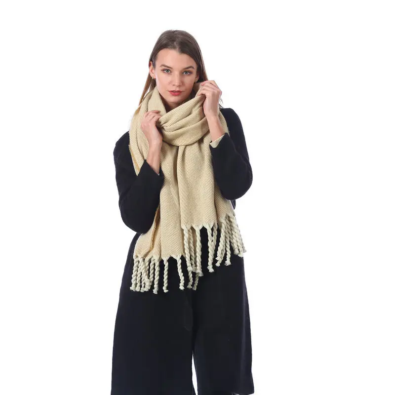 

Autumn And Winter New Style Faux Cashmere Scarf Korean-style Tassels Warming Scarf Chunky Braid Plaid Shawl