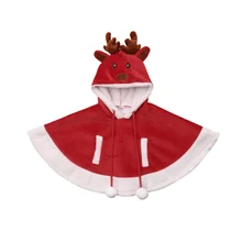 Рождественская одежда для маленьких девочек, плащ, детское пончо с капюшоном, пальто, зимний комбинезон, зимняя одежда для девочек