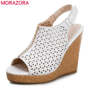 

MORAZORA 2020 high heels wedges platform sandals women shoes peep toe hollow out summer party casual shoes ladies sandals