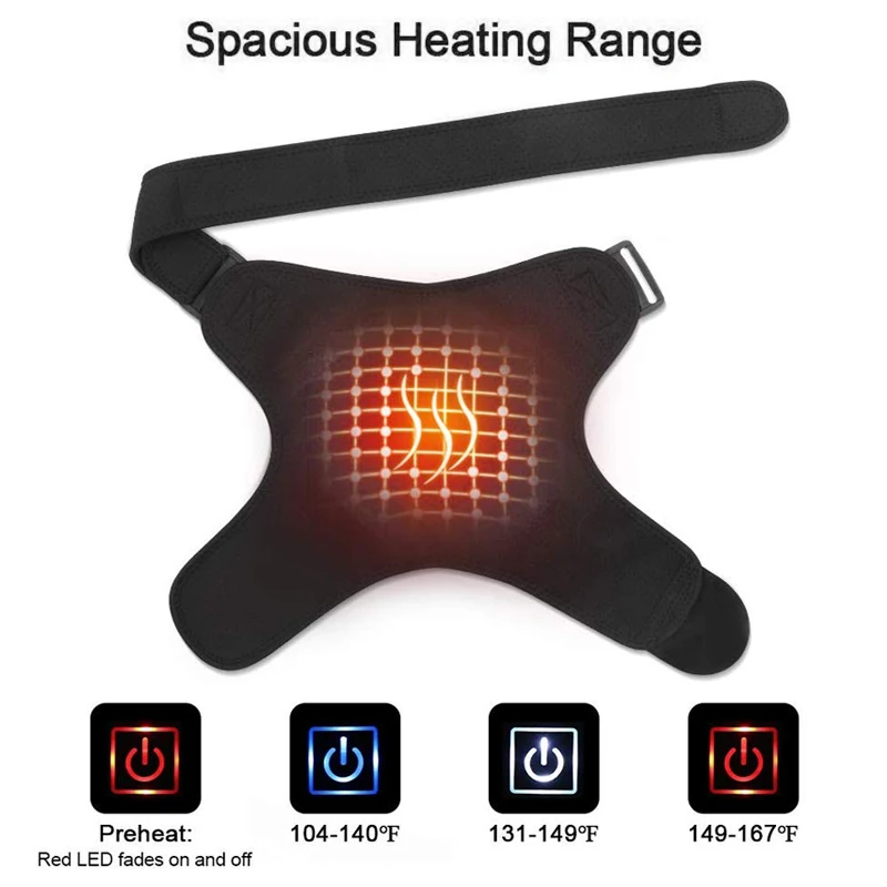 Adjustable Shoulder Heating Pad Heated Shoulder Brace for Men and Women Hot Cold Therapy for Frozen Shoulder, Rotator Cuff