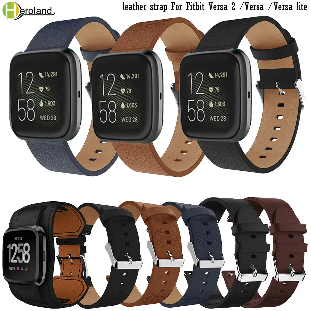 Leather Watch Band Straps For Fitbit Versa 2 Band Watchband Bracelet Smart Wristbands For Fitbit