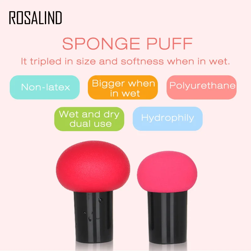 

ROSALIND Makeup Foundation Sponge Cosmetic Puff Mushroom Beauty Tools for Make Up Dry and Wet Make Up Foundation Brush Set