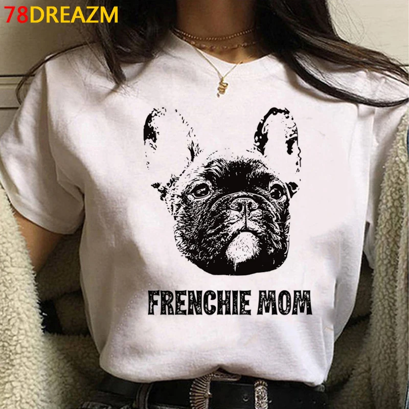 French Bulldog top tees summer top femme white t shirt kawaii 2021 plus size top tees streetwear harajuku friends t shirt Tees