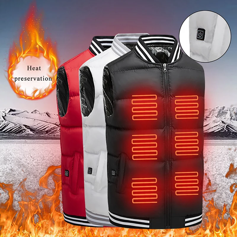 

Men Winter USB Infrared Heating Vest Jacket Winter Flexible Electric Battery Heat Thermal Clothing Waistcoat For Outdoor Sports