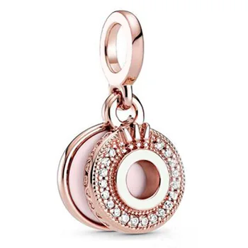 

Original Rose Sparkling Logo & Crown O With Crystal Pendant Beads Fit 925 Sterling Silver Charm Bracelet Diy Jewelry