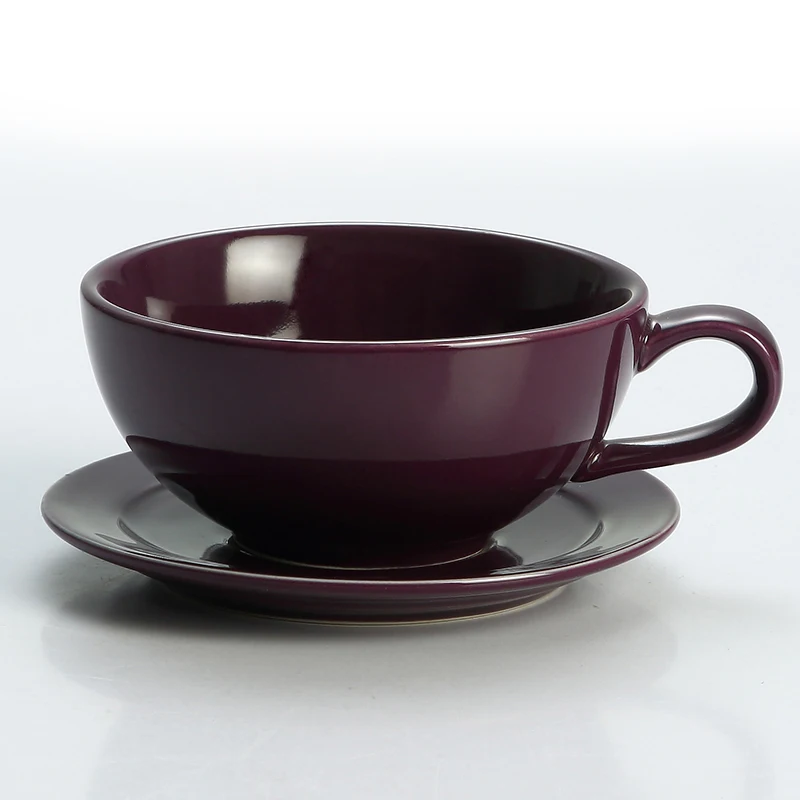 Новая керамическая кофейная чашка в скандинавском стиле с поддоном, 250 мл, одиночная глазурь, керамическая кофейная чашка, блюдце, набор, чашка для латте, капучино, молочный чай - Цвет: CLARET RED