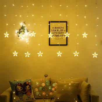 

Stars Window Curtain String Lights with Remote and Timer Warm White Christmas Wedding Party Light String LEADLY 12 Stars 138 LED