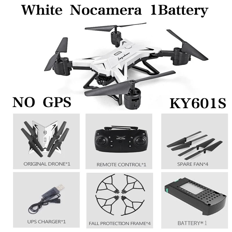 White Nocamera 1B Новое поступление, gps Дрон, Квадрокоптер, 2000 метров, Контроль расстояния, Радиоуправляемый вертолет, Дрон с 5G 4K HD камерой, складной KY601G KY601S - Цвет: White Nocamera 1B