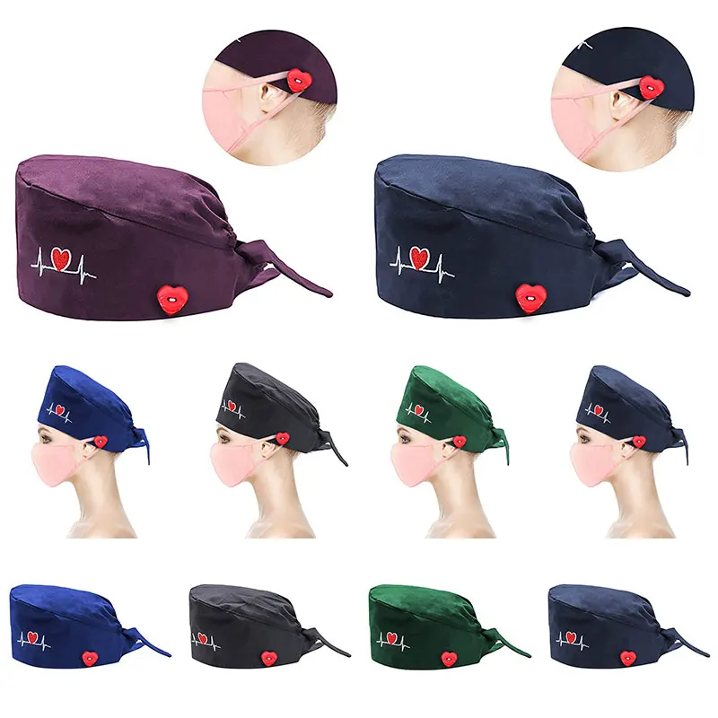 

Buckle High Quality scrubs hat Sweat-absorbent woman lab work caps Elastic cotton scrub hats Multicolor for summer wholesale