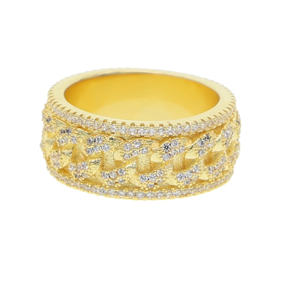 Хип-хоп iced out sparking cz Кольцо для браслета модные украшения для пальцев подарок на День святого Валентина для возлюбленной Позолоченные кубинские рок-кольца