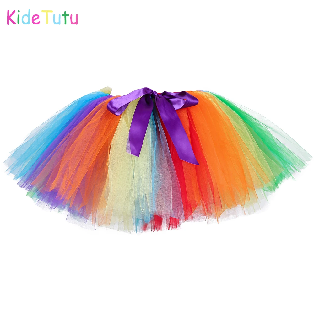 

80s' Rainbow Women Tutu Skirt Above Knee Length Adult Unicorn Clown Costume Tutu Colorful Fluffy Skirt for Woman Birthday Party