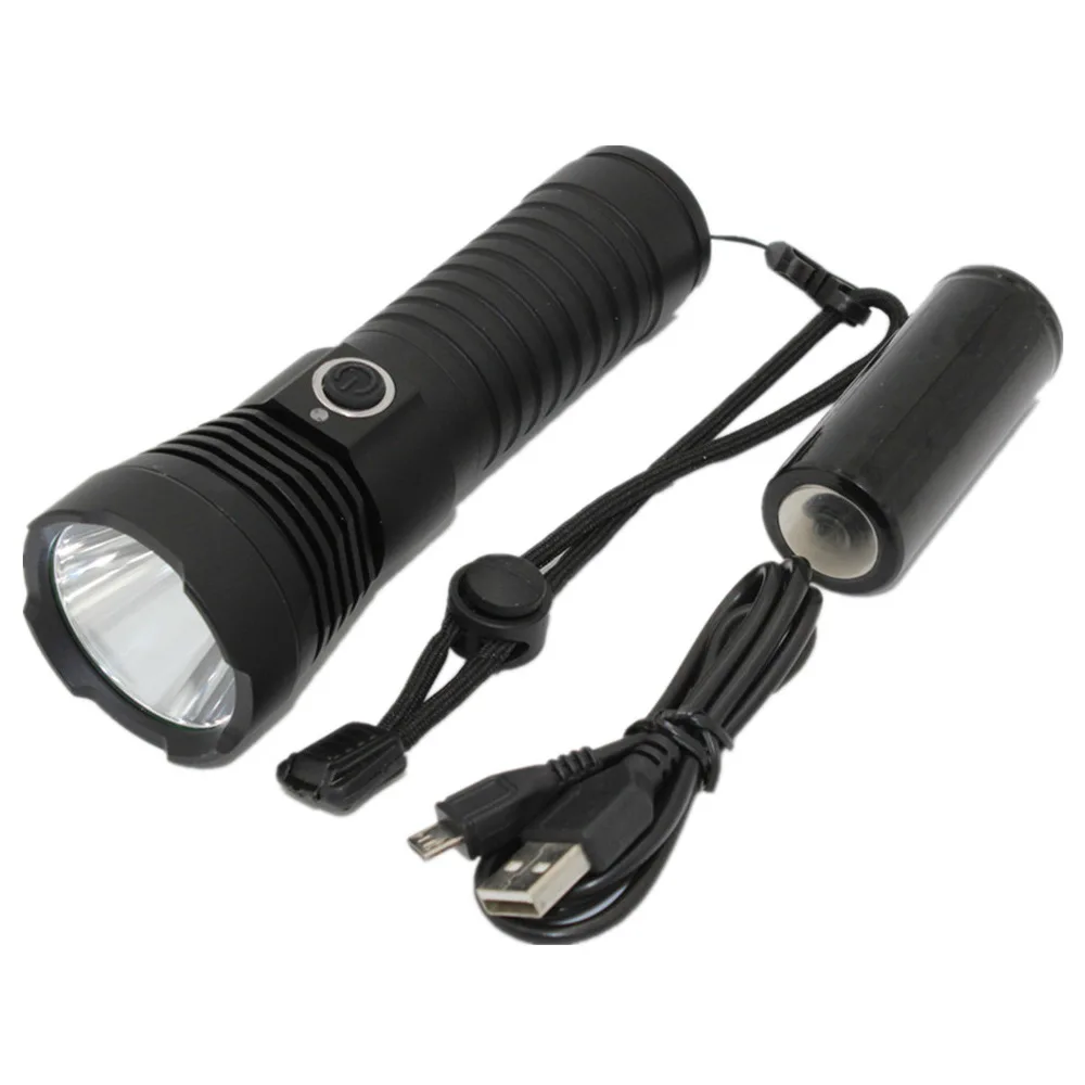 

New Style T6 Lamp Beads Power Torch USB Interface Rechargeable Strong Light Flashlight Battery Indicator 26650 Battery