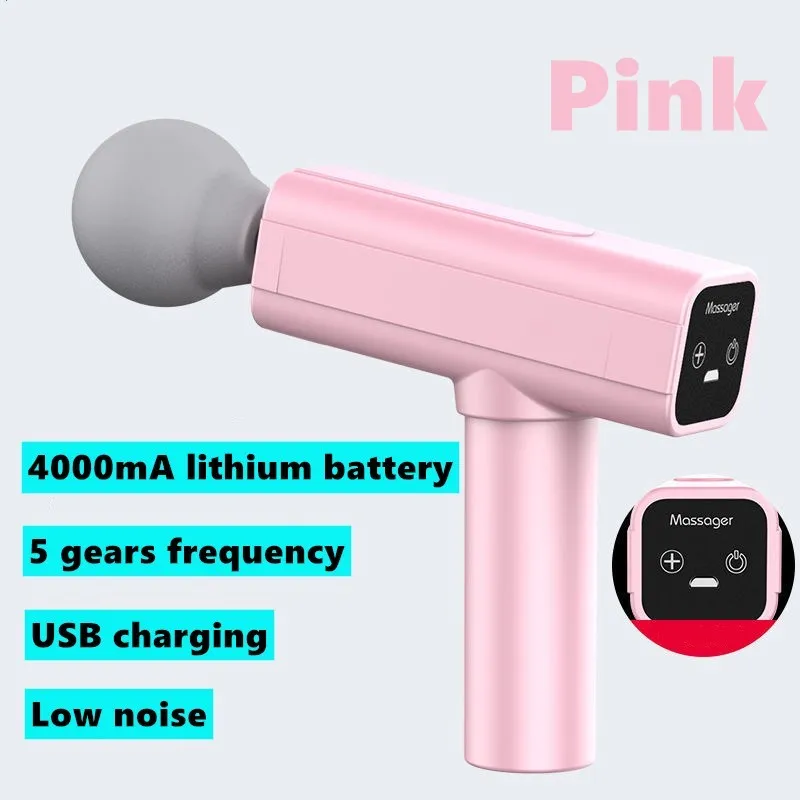 

Pink Girls mini massage gun USB charging light portable masaage gun relajante muscular gereedschap vibro-massager head massager