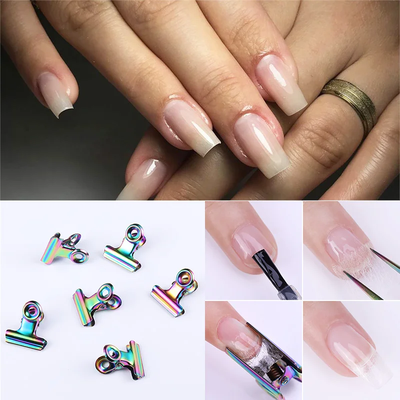 

1Pc/6Pcs C Curve Nail Pinching for Fiberglass Nails Tips Extended Stainless Steel Nail Finger Clips Nail Art Tools