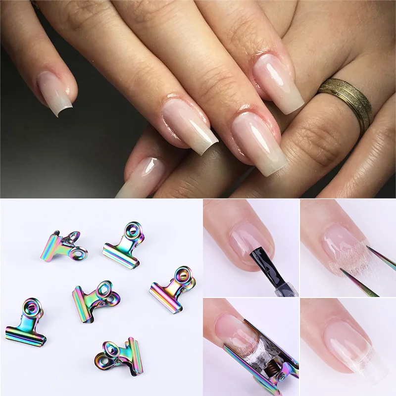 

6 Pcs C Curve Nail Pinching for Nails Tips Extended Nail Accessories Stainless Steel Acrylic Nail Art Finger Clips Nail DIY Tool