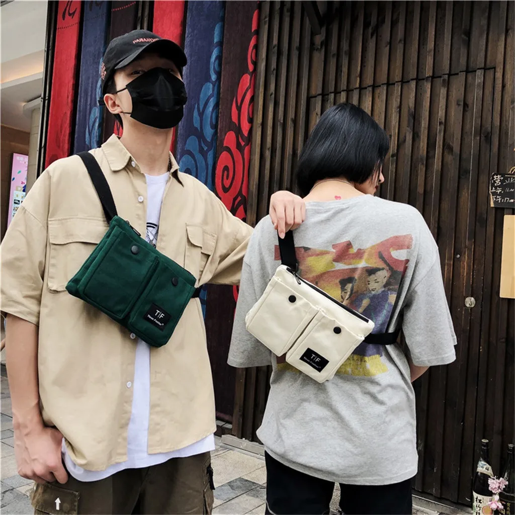 Women Pure Color Multipe Pocket Canvas Messenger Bags Casual Tote Outdoor Bag Zipper Shoulder Bag Female Handbag Totes Femme