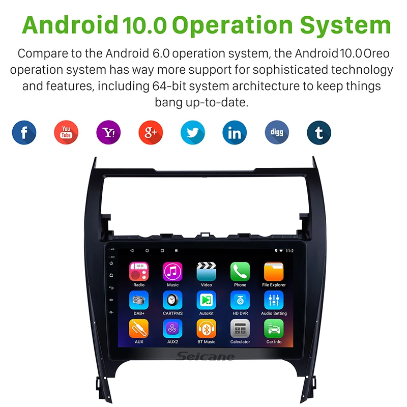 Seicane Android 10 0 автомобильный мультимедийный плеер Автомобильный DVD для 2012 2017 TOYOTA CAMRY